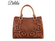LEA 6013 Delila 100% Genuine Leather Tooled Collection Brown