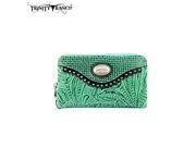TR26 W003 Montana West Trinity Ranch Tooled Design Wallet Turquoise