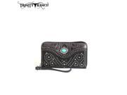 TR14 W003 Montana West Trinity Ranch Tooled Design Wallet Black