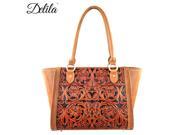 LEA 6017 Delila 100% Genuine Leather Tooled Collection Brown