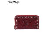 TR22 W003 Montana West Trinity Ranch Tooled Design Wallet Red