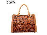 LEA 6016 Delila 100% Genuine Leather Tooled Collection Brown