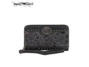 TR15 W003 Montana West Trinity Ranch Tooled Design Wallet Black