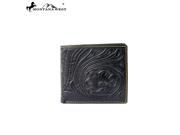MWS W001 Genuine Leather Floral Tooling Collection Men s Wallet Black