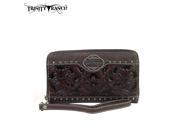 TR15 W003 Montana West Trinity Ranch Tooled Design Wallet Coffee