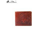 MWS W001 Genuine Leather Floral Tooling Collection Men s Wallet Coffee