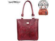 TR26G L8561 Montana West Trinity Ranch Tooled Design Concealed Gandgun Collection Handbag Red