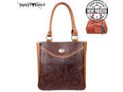 TR26G L8561 Montana West Trinity Ranch Tooled Design Concealed Gandgun Collection Handbag Brown
