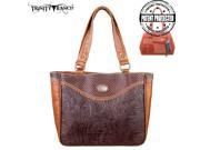 TR26G L8317 Montana West Trinity Ranch Tooled Design Concealed Gandgun Collection Handbag Brown