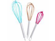 Evelots Silicone Whisks Cooking Baking Mixing Tools Assorted Colors 3 Pack
