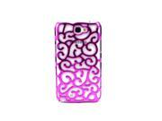 Electroplating Hollow Out Floral Back Case Cover Protector for Galaxy Note 2 N7100 Hot Pink