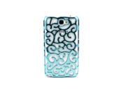 Electroplating Hollow Out Floral Back Case Cover Protector for Galaxy Note 2 N7100 Sky Blue