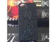 3D Embossed Hollow Sculpture Art Rose Flower Hard Case Cover for iPhone 5 5G Black