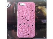 3D Embossed Hollow Sculpture Art Rose Flower Hard Case Cover for iPhone 5 5G Pink