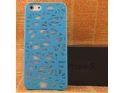 Plastic Hollow out Bird Nest Hard Cover Case Shell for iPhone 5 5G Sky Blue