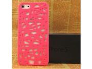 Plastic Hollow out Bird Nest Hard Cover Case Shell for iPhone 5 5G Hot Pink