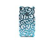 Electroplating Hollow out Floral Hard Back Case Cover Protector for iPhone 4 4S Sky Blue