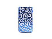 Electroplating Hollow Out Floral Back Case Cover Protector for Galaxy Note 2 N7100 Blue