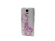 Cartoon Animal Print Clear TPU Silicone Case Cover Skin for Galaxy S5 SV Pink Giraffe