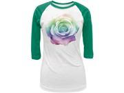 Rainbow Rose White Kelly Green Juniors 3 4 Raglan T Shirt