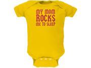 Mom Rocks Me to Sleep Funny Yellow Soft Baby One Piece
