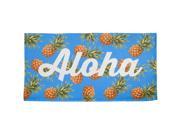 Aloha Pineapple Script Pattern All Over Plush Beach Towel