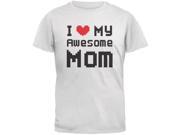 Mother s Day I Heart My Awesome Mom 8 Bit Pixel White Youth T Shirt