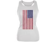 4th of July American Flag Distressed DTG White Juniors Soft Tank Top