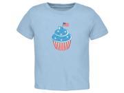 4th of July American Flag Cupcake Light Blue Toddler T Shirt
