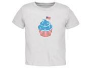 4th of July American Flag Cupcake White Toddler T Shirt