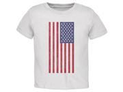 4th of July American Flag Distressed DTG White Toddler T Shirt
