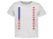 4th of July American Flag Suspenders White Toddler T Shirt