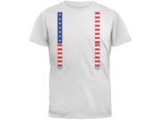 4th of July American Flag Suspenders White Youth T Shirt