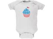 4th of July American Flag Cupcake White Soft Baby One Piece