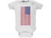 4th of July American Flag Distressed DTG White Soft Baby One Piece