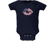 4th of July American Flag Kiss Lips Navy Soft Baby One Piece