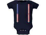 4th of July American Flag Suspenders Navy Soft Baby One Piece