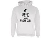 Keep Calm Fish On White Adult Hoodie