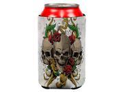 Skulls and Roses Metal Tattoo All Over Can Cooler