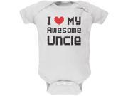 I Heart My Awesome Uncle 8 Bit Pixel White Soft Baby One Piece