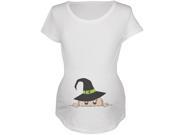 Halloween Peeking Baby Witch White Maternity Soft T Shirt