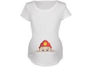 Peeking Baby Fireman White Maternity Soft T Shirt