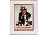 Uncle Sam Wants You Wood Framed Print w White Mat