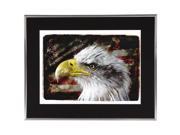 4th of July Bald Eagle American Flag Silver Framed Print w Black Mat