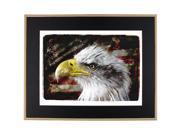 4th of July Bald Eagle American Flag Wood Framed Print w Black Mat
