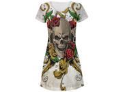 Skulls and Roses Metal Tattoo All Over Juniors V Neck Dress