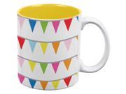 Summer Pennant Banner Colorful Fun Party White Yellow All Over Coffee Mug