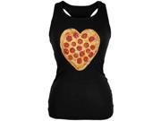 Pepperoni Pizza Heart Love Black Juniors Soft Tank Top