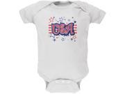 4th of July USA Stars White Soft Baby One Piece