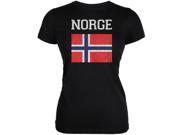 World Cup Distressed Flag Norge Black Juniors Soft T Shirt